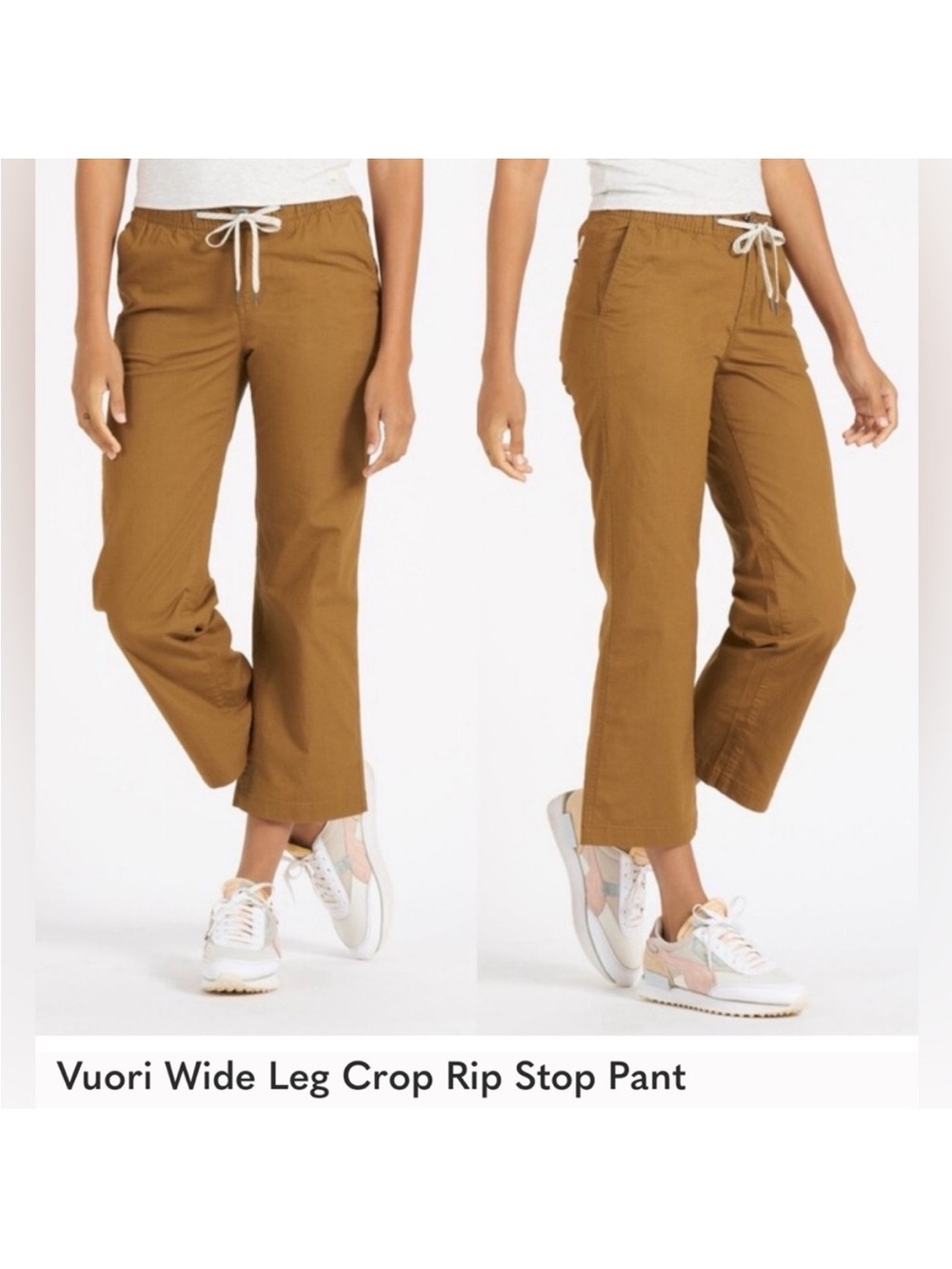 Vuori Kids Wide-Leg Crop Ripstop Pants - Brown